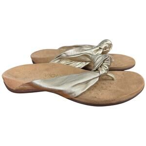 Vionic Metallic Gold Knot-Detail Toe-Post Sandals